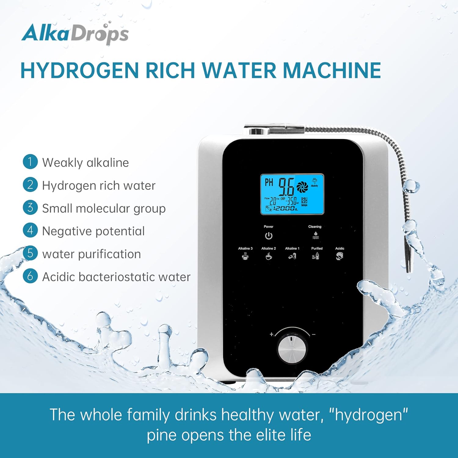 Water Ionizer and Purifier Machine, pH 3-11 Alkaline Acid Water, 11 Plate Electrode N60008
