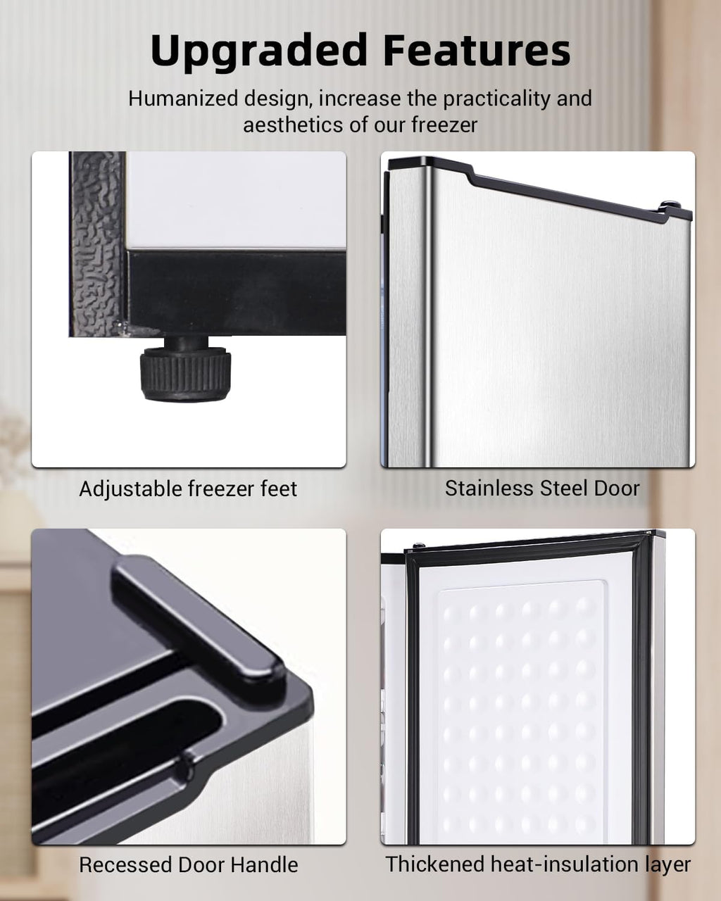 Compact Upright Freezer 3.2 Cu Ft with Adjustable Thermostat, Silver S79588