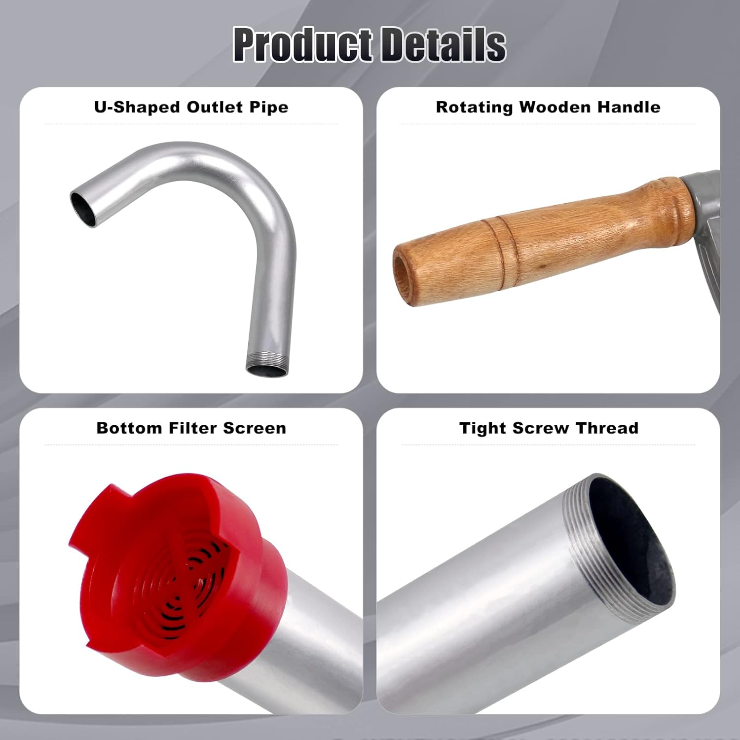 Aluminum Drum Pump for 15-55 Gallon Barrels, Rotary Hand Pump for Fuel Oil Diesel C54591
