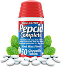 Heartburn Medicine Set! - Complete Chewable Acid Reducer, Acid Reflux Medicine, Ac Heartburn Relief, Famotidine 10mg Mint, 50 Ct Antacid Tablets Chewable & Pill Case to Go