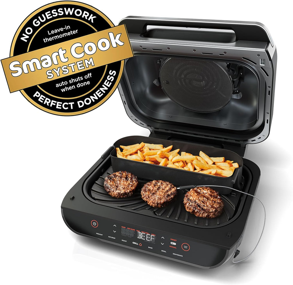 Ninja FG551 Foodi Smart XL 6-in-1 Indoor Grill with Air Fry, Black/Silver D573