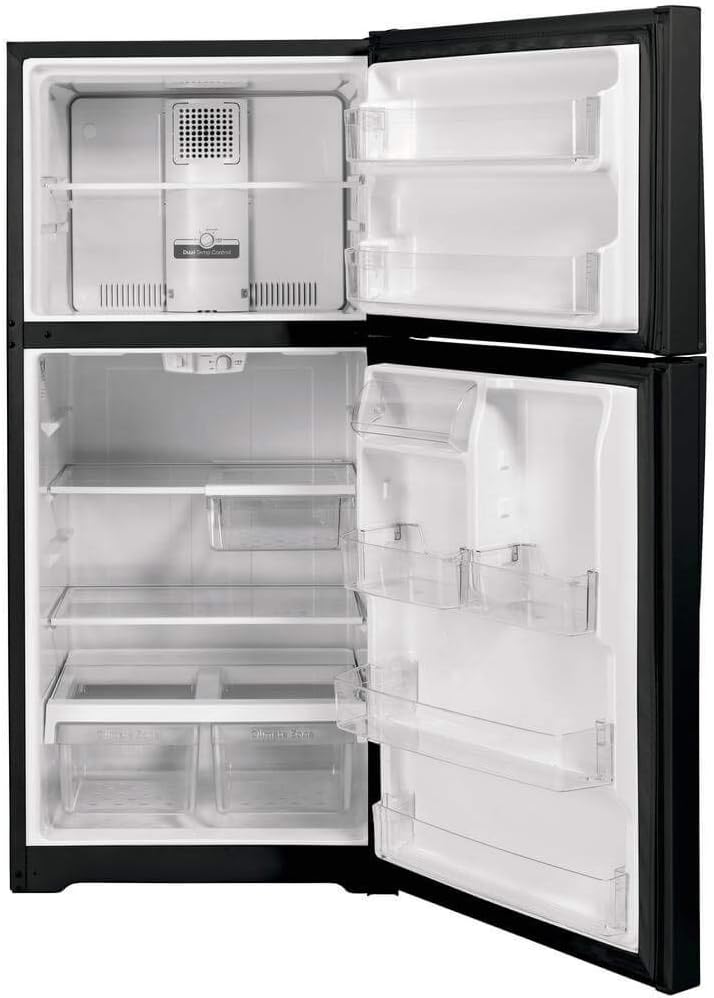 GE GTS22KGNRBB 33" Top Freezer Refrigerator with LED Lighting, Black E131098