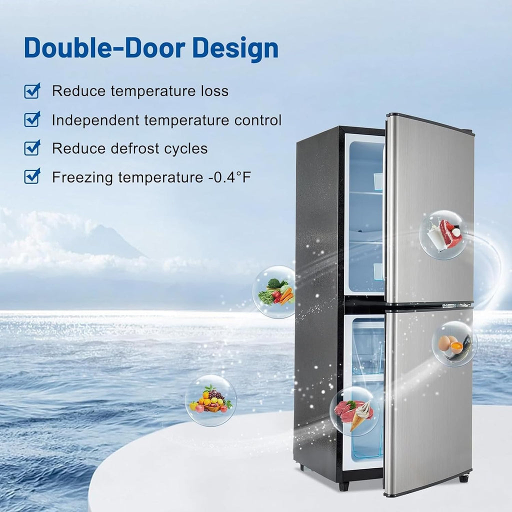 Compact Mini Fridge with Freezer 4.0 Cu.Ft Dual Zone for Bedroom and Office L6196