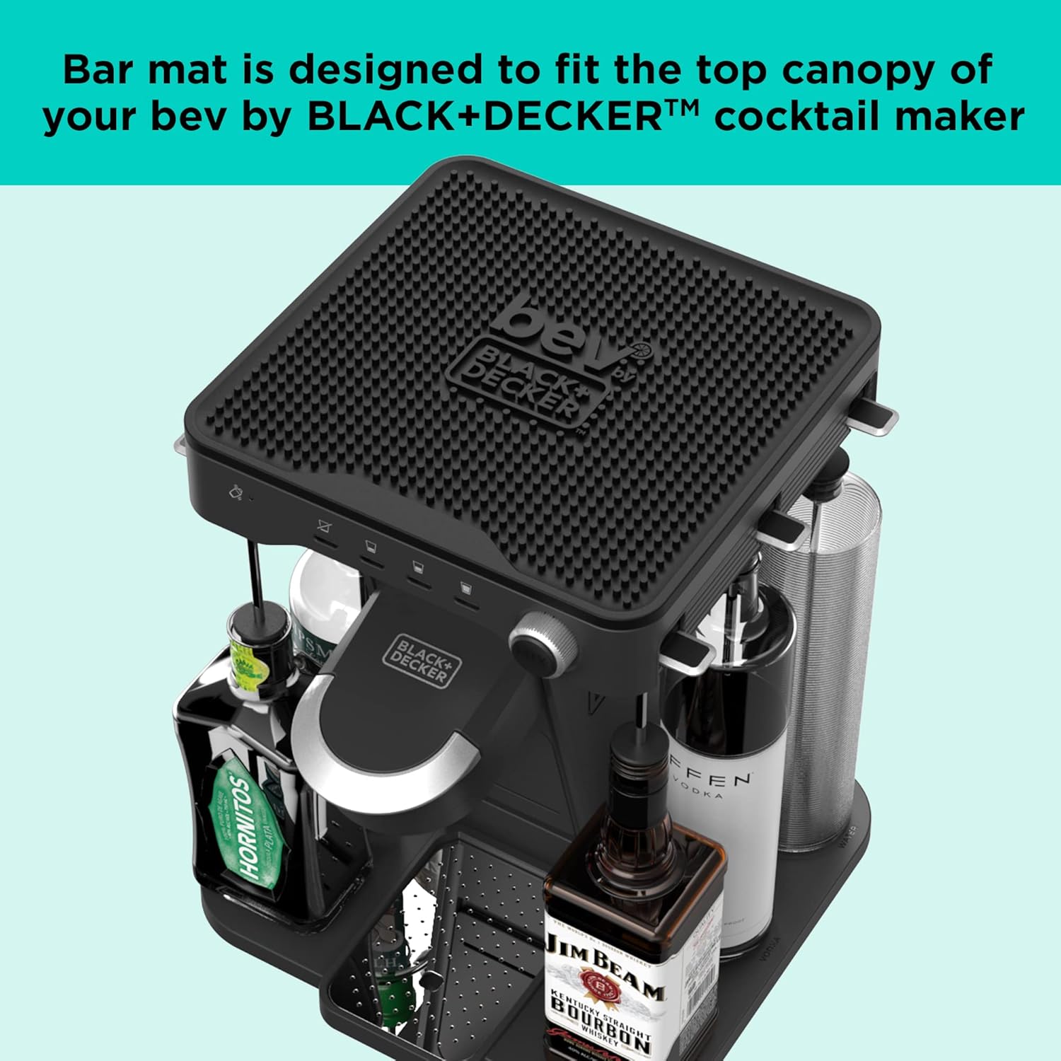 BLACK+DECKER bev Cocktail Maker Machine with Bar Mat and Liquor Dispenser Bottles L7914