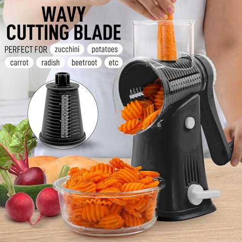 Rotary Cheese Grater with Reinforced Suction, Stainless Steel Drum Blades C537410