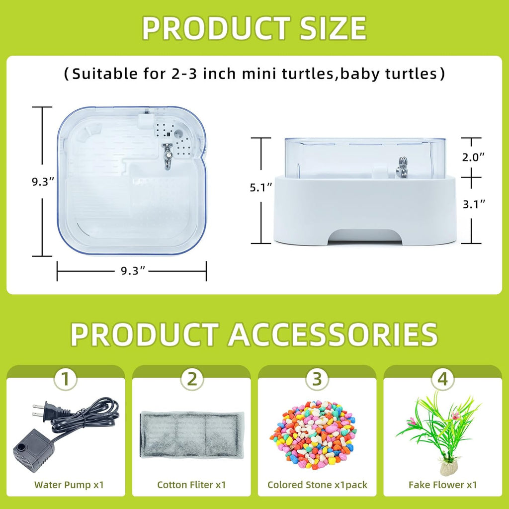 Terrarium Turtle Tank Kit with Basking Platform, Filter, and Water Pump K3627