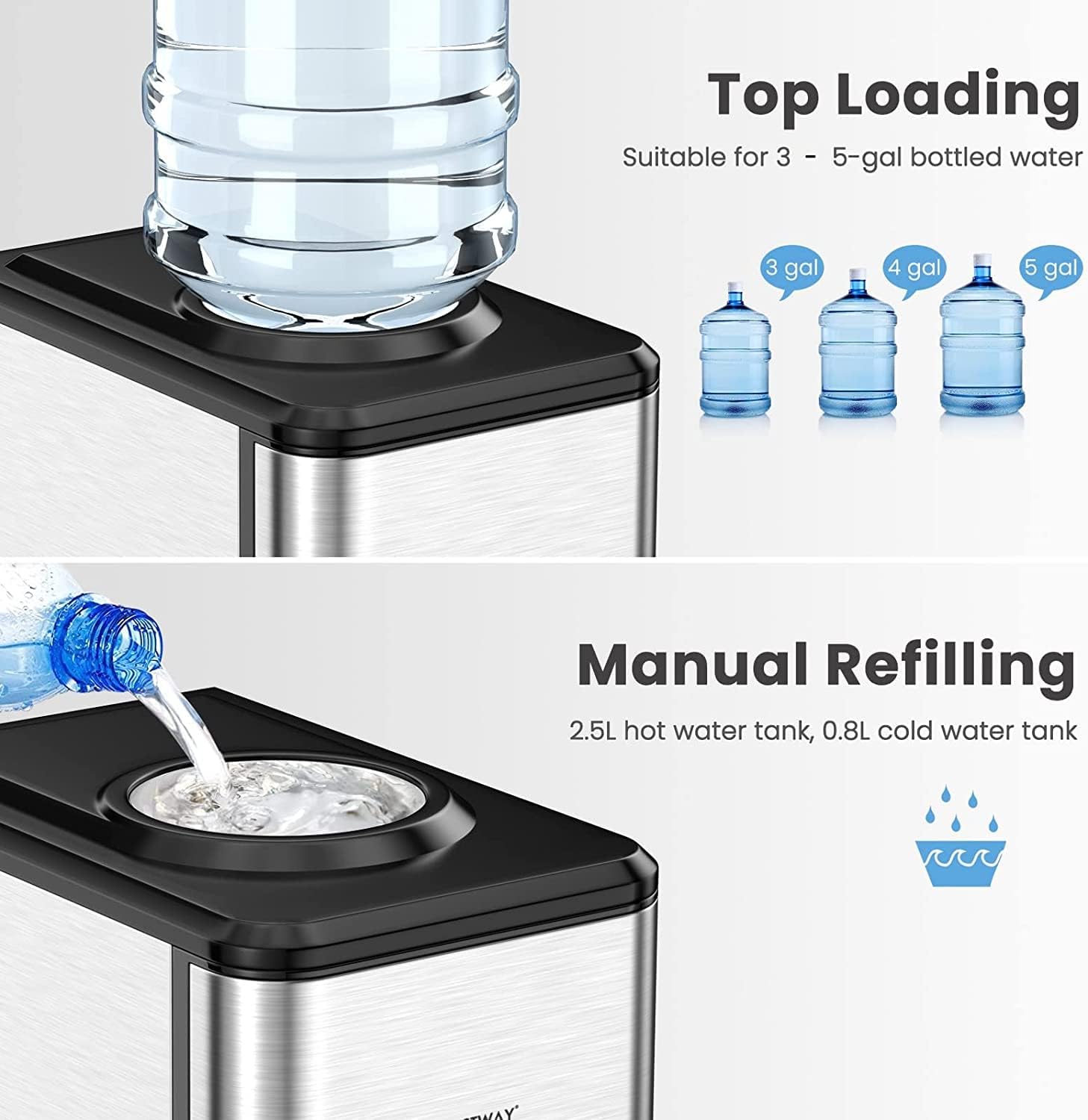 COSTWAY Water Dispenser with Ice Maker, 3-in-1 Countertop Hot Cold Cooler G403