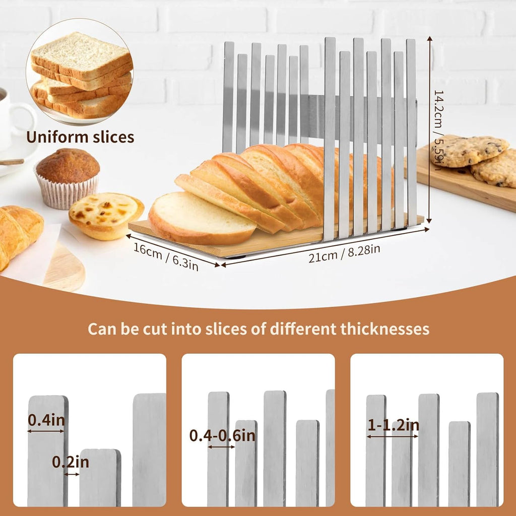 Stainless Steel Bread Slicer with Bamboo Cutting Board T432