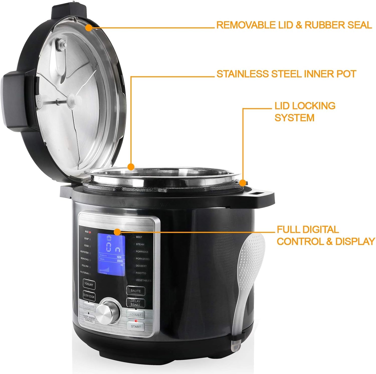 Megachef 6 Quart Stainless Steel Electric Digital Pressure Cooker T541933