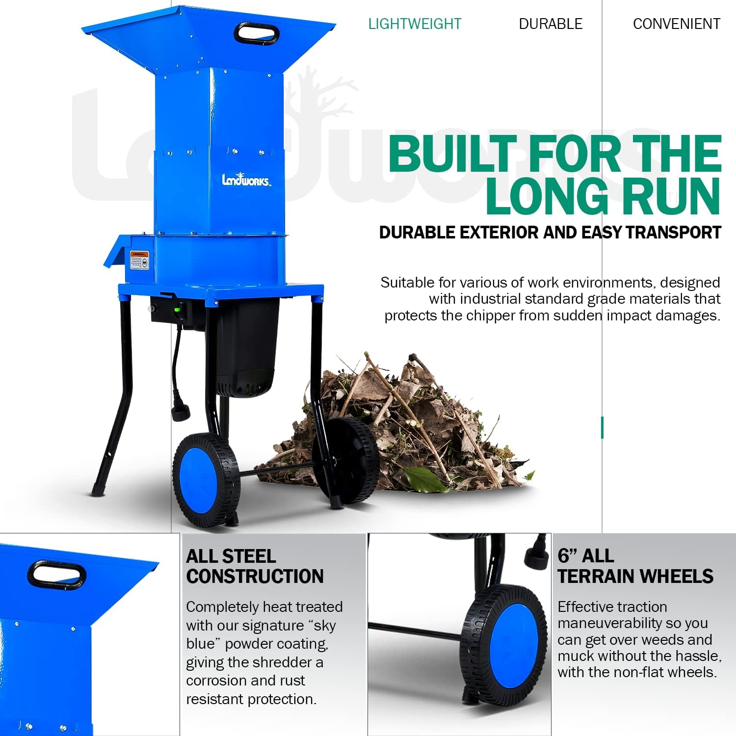 Landworks Electric Leaf Mulcher Shredder 11" Cutting Blade for Leaves & Grass O457183