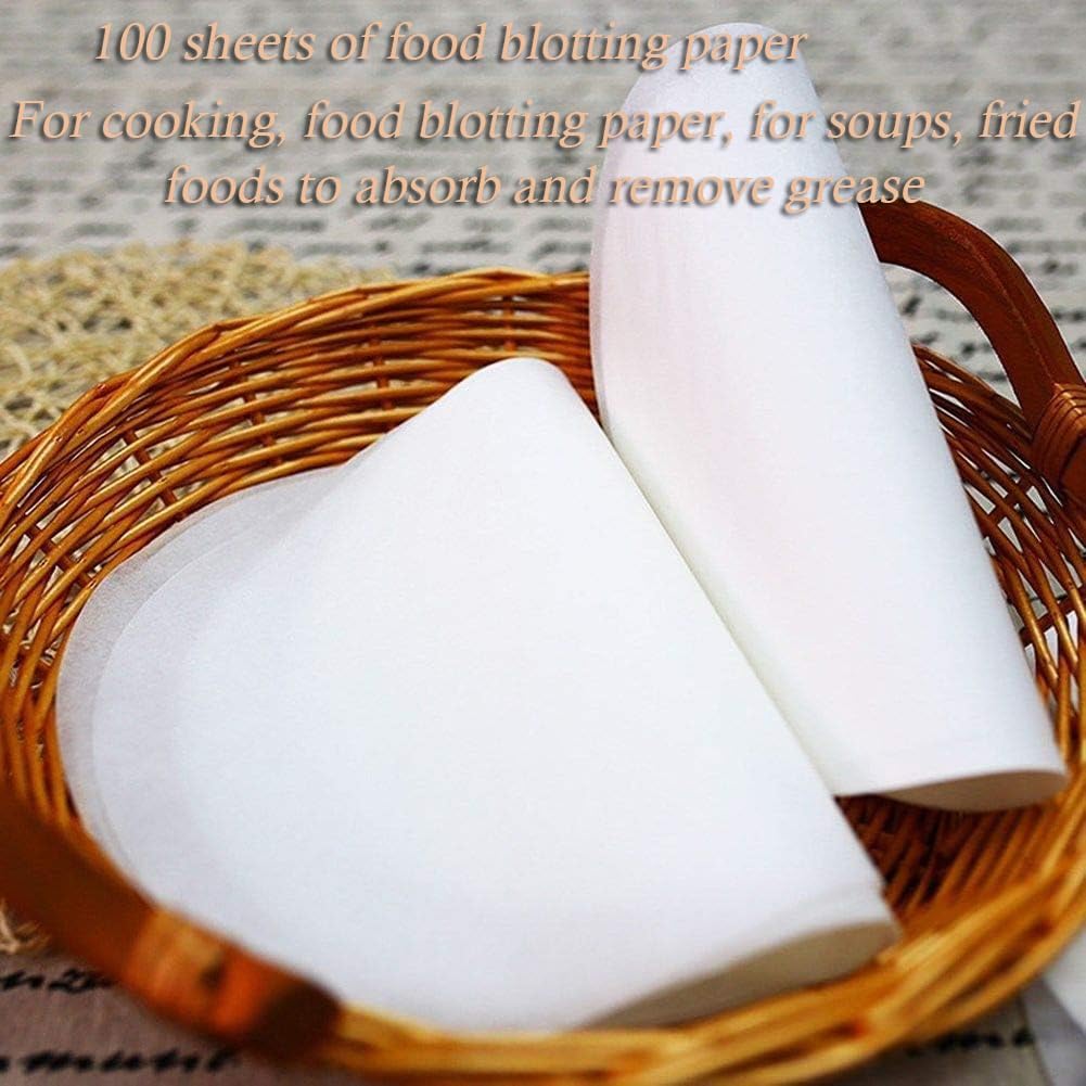 AKOAK 100 Sheets Round Non-stick Silicone Kitchen Blotting Paper for Baking and Fried Foods Z569