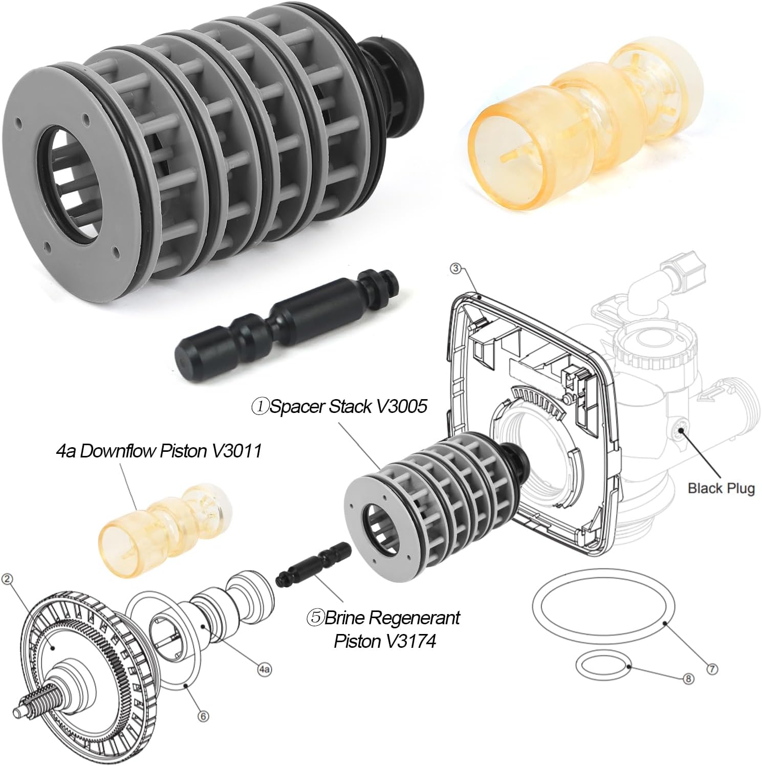 Clack WS1 Interior Parts Kit Replacement with Pistons and Spacer Stack Y540192