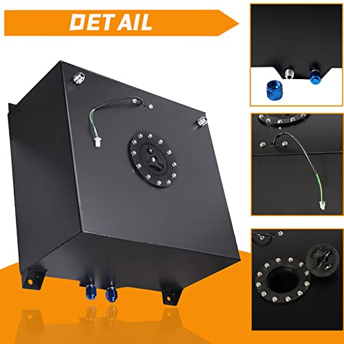 GSTP Universal Fuel Cell Tank with Cap and Level Sender Polished Aluminum Black D4394