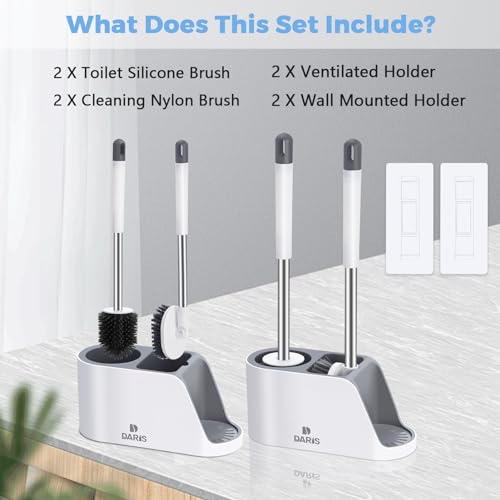 DARISHM 2-Way Toilet Brush with Ventilated Holder Y74331