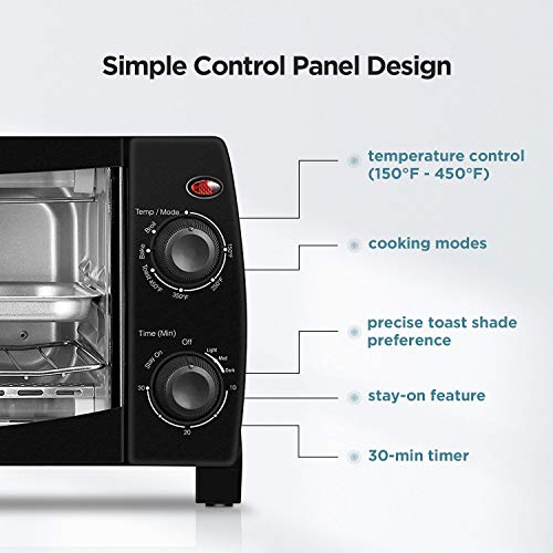 COMFEE' Mini Toaster Oven with Timer for Bake, Broil, Toast Z7045