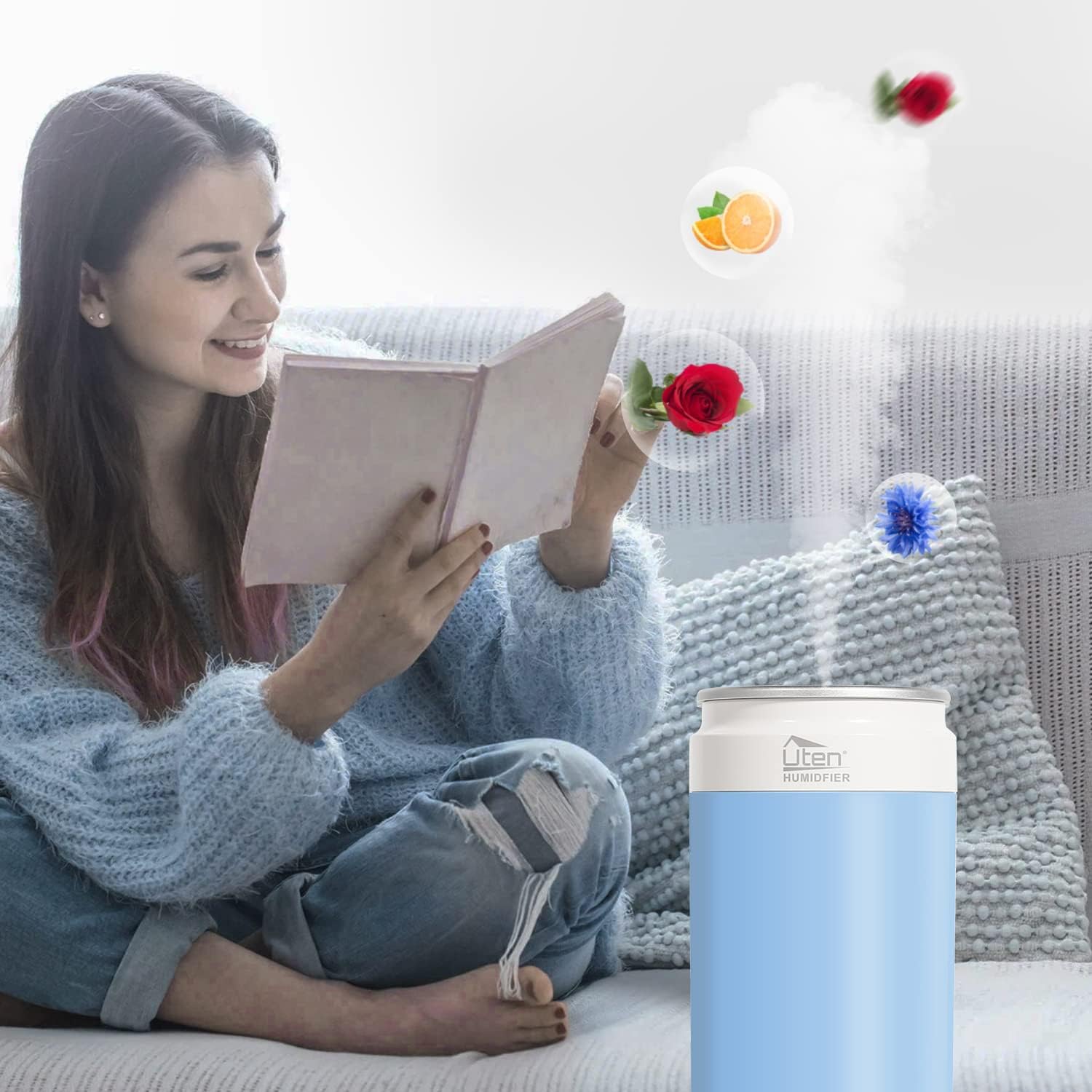 Portable USB Humidifier for Bedroom, Home, Office, Car, 2 Mist Modes, Night Light U564