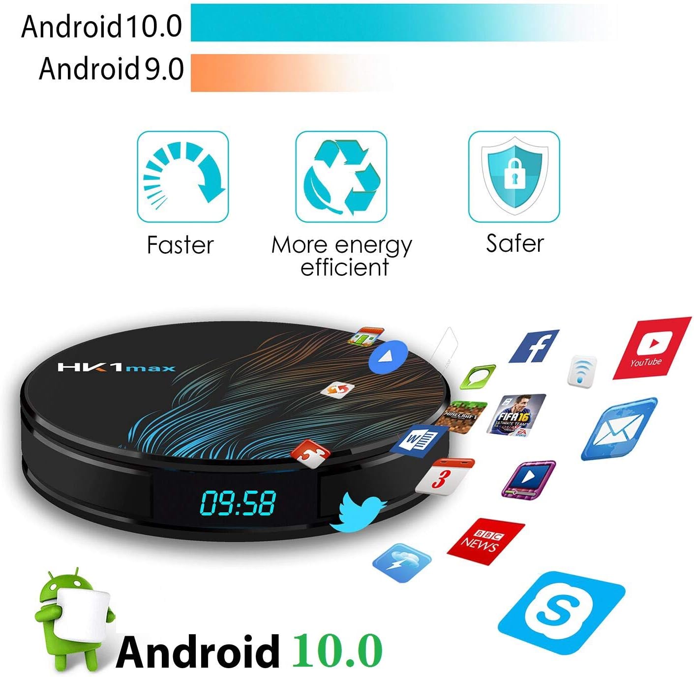HK1 MAX Android 10.0 TV Box 4GB RAM 32GB ROM Dual WiFi 4K Set Top Box W850