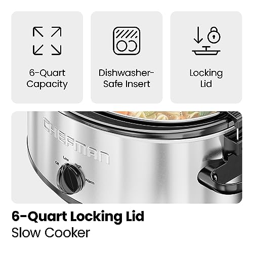 Chefman 5 Qt. Slow Cooker, Glaze-Free Pot M568955