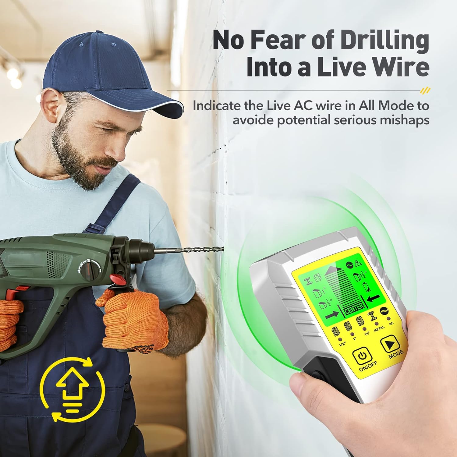Stud Finder Wall Scanner 5 in 1 with LCD Display for Wood Metal AC Wire Detection Q684707