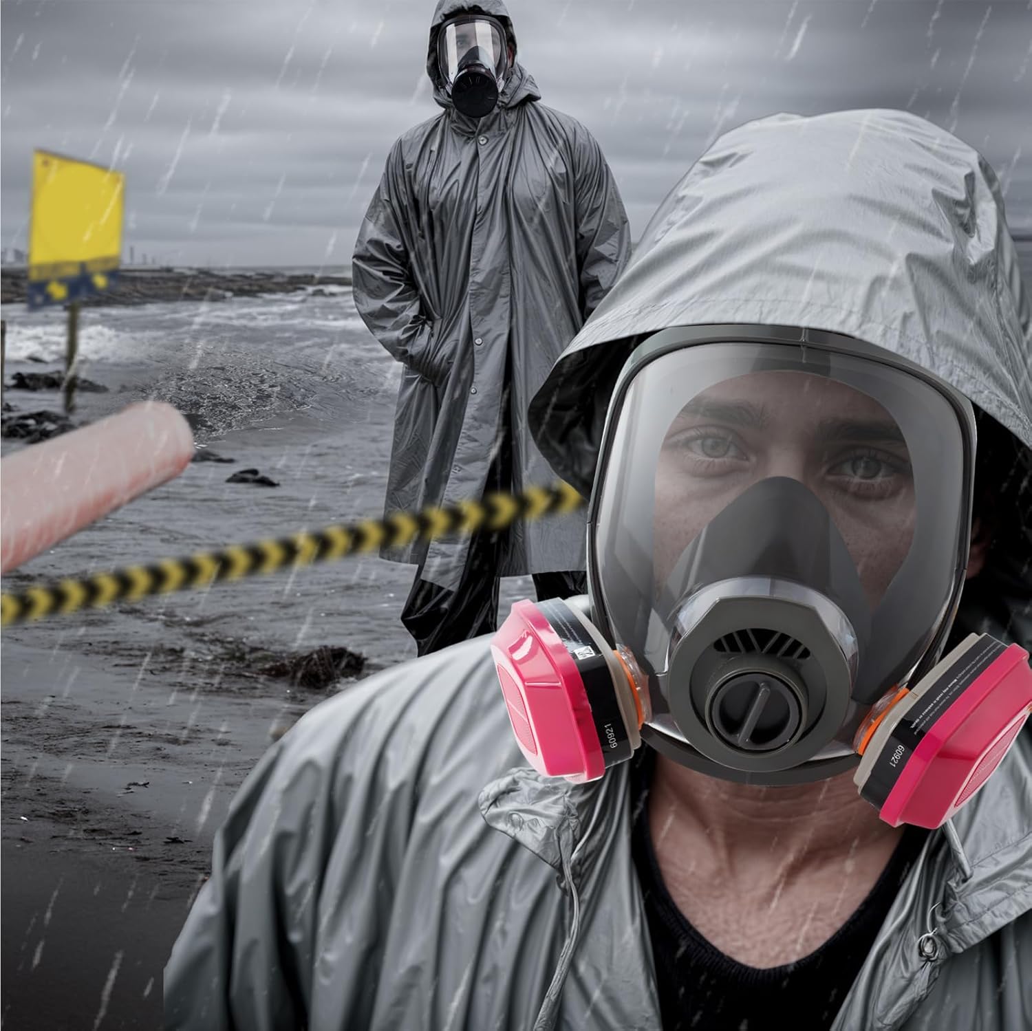 Full Face Gas Mask Respirator 2 Pack with 60921 & 40mm Filters M42712