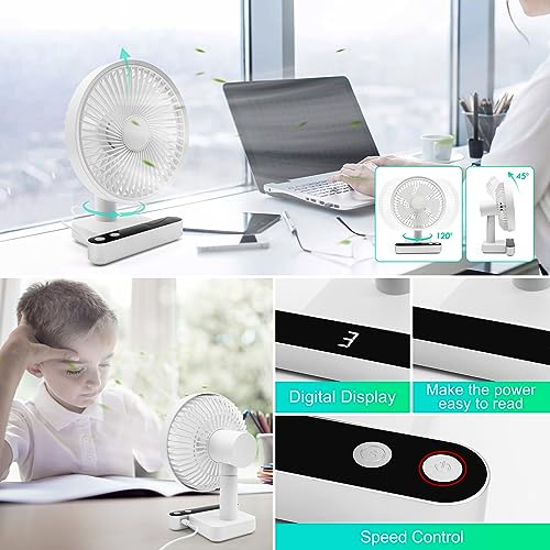WIXBOSHU Rechargeable Oscillating Desk Fan, 4 Speeds, USB J76033