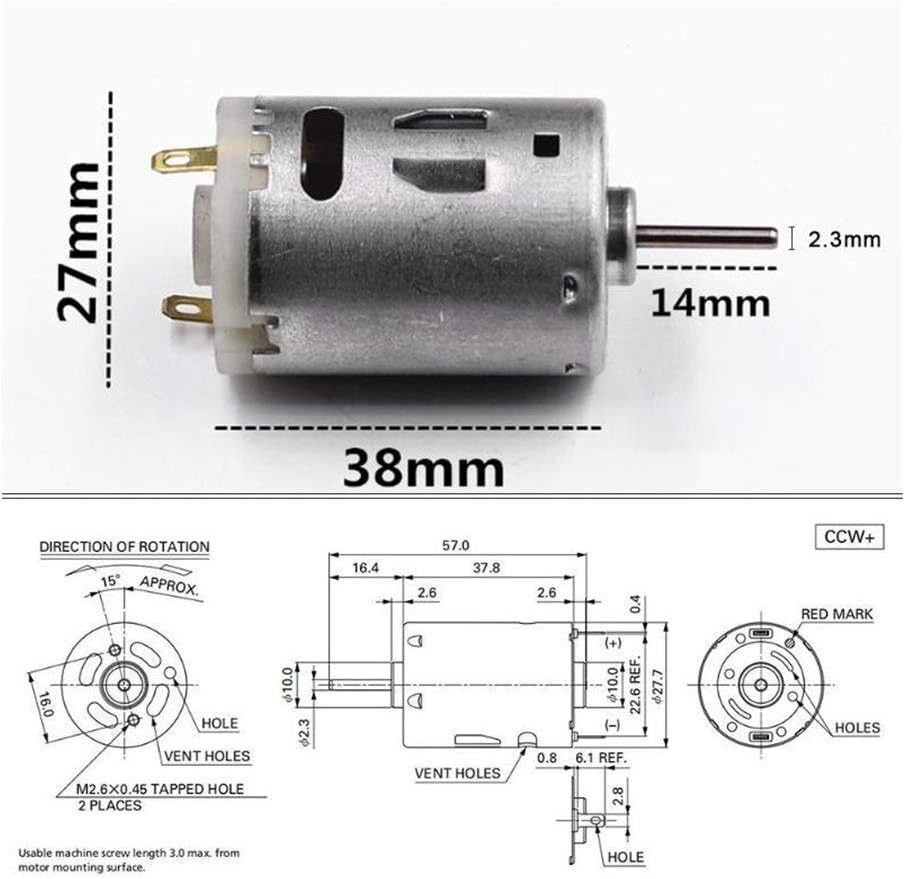 RS-385 12V Brush DC Motor High Speed Metal Gear Motor W393758