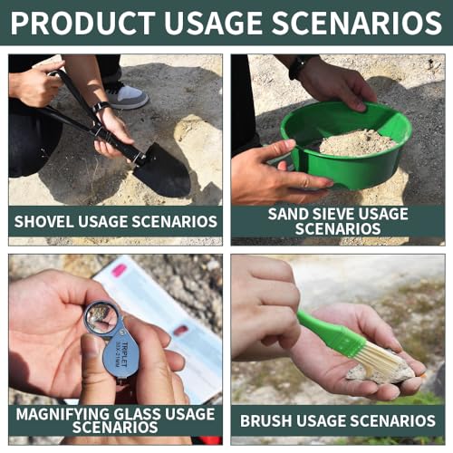 Geology Rock Pick Hammer Kit 15 PCS with Digging Chisels & Shovel E8177