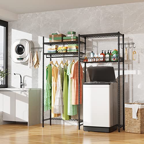 LEHOM Clothes Drying Rack Over Washer and Dryer Storage Shelf, 2 Tiers Adjustable F12990