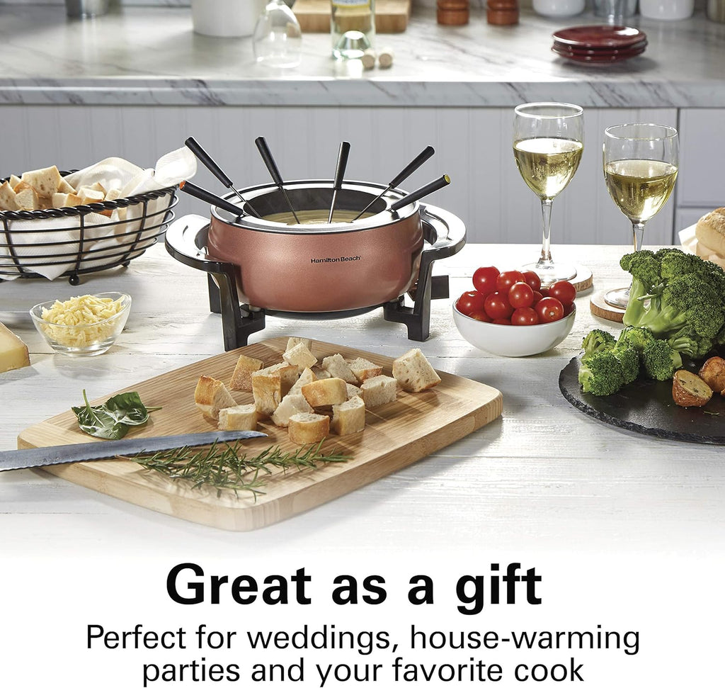 Hamilton Beach 3 Quart Electric Fondue Pot Set with Temperature Control D454472