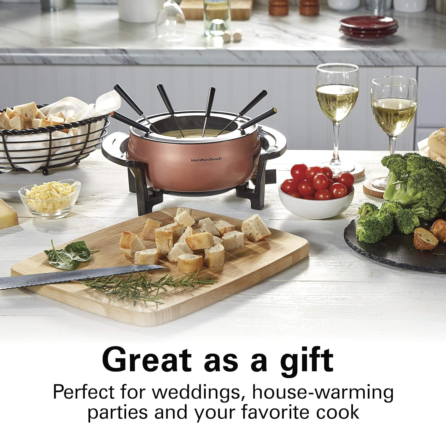 Hamilton Beach 3 Quart Electric Fondue Pot Set with Temperature Control D454472