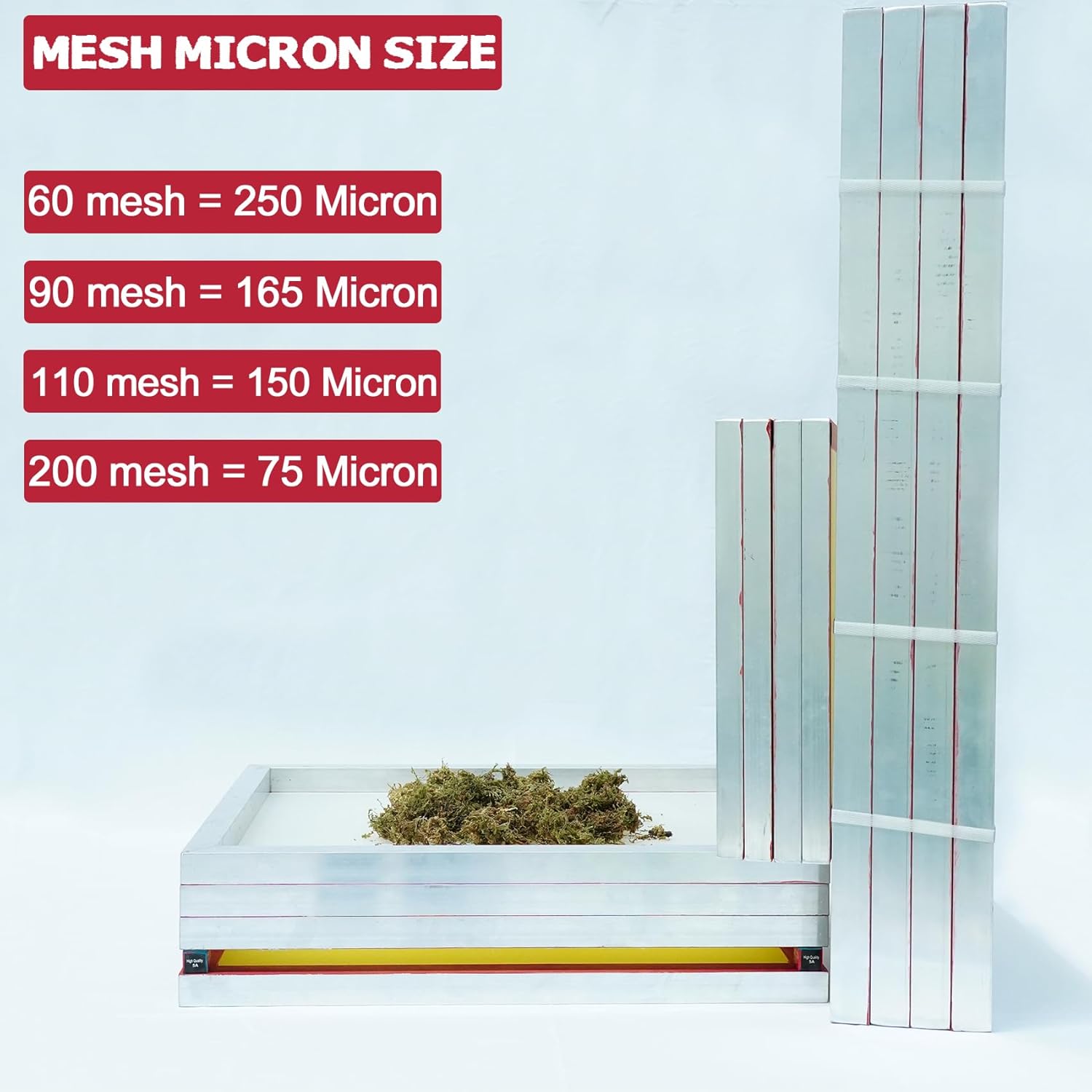 12 × 16" Dry Sift Screen, 4 Sizes, Aluminum Frame, Nylon Mesh U885