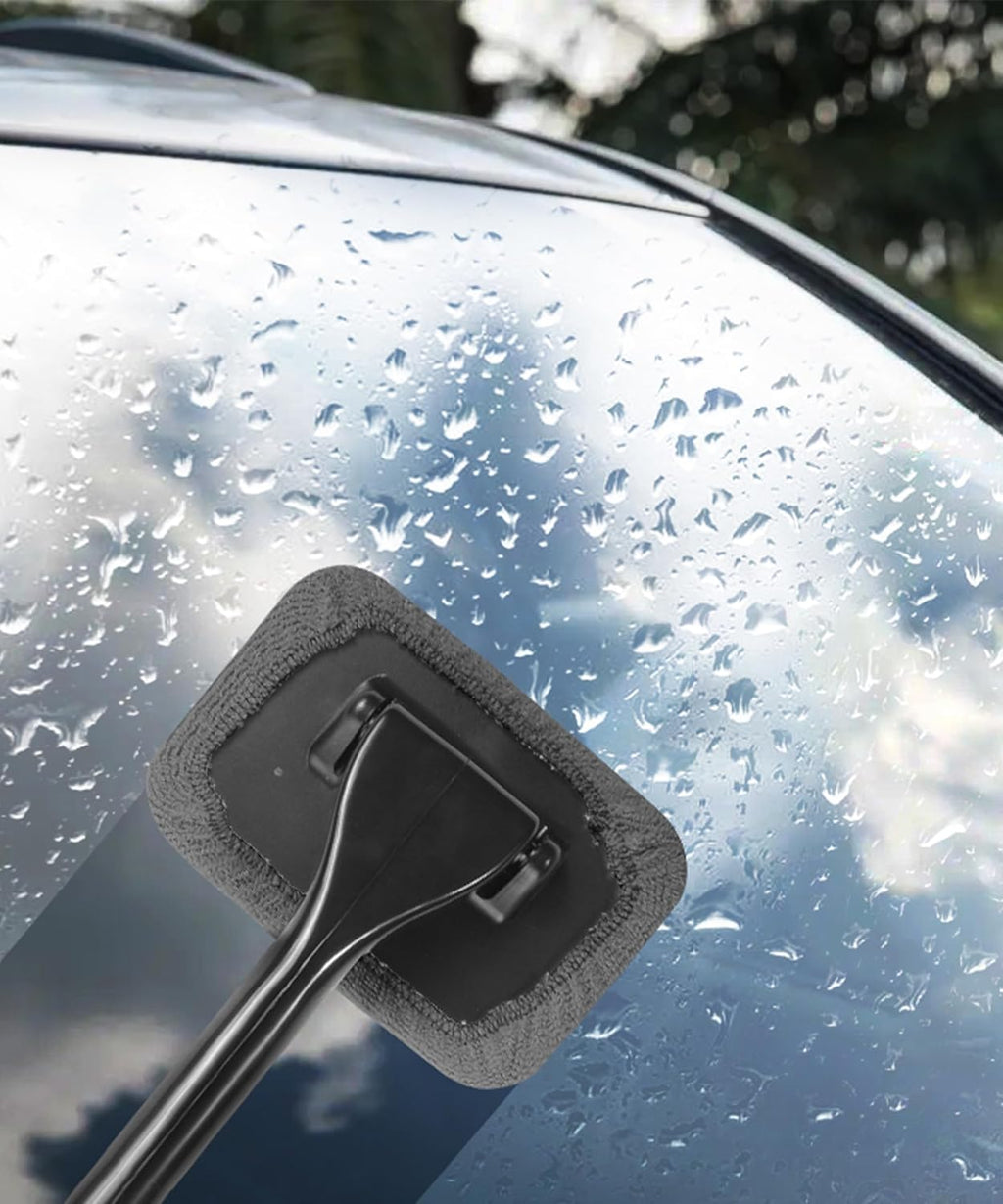 Windshield Cleaning Tool with Extendable Handle and Microfiber Cloth T290