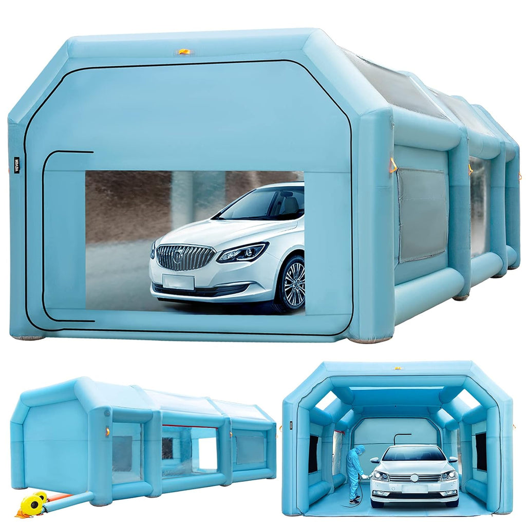 VEVOR Portable Inflatable Paint Booth, 26x15x10ft Spray Car Tent w/Air Filter System & 2 Blowers, Upgraded Blow Up Booth Tent, Auto Workstation, Parking Garage