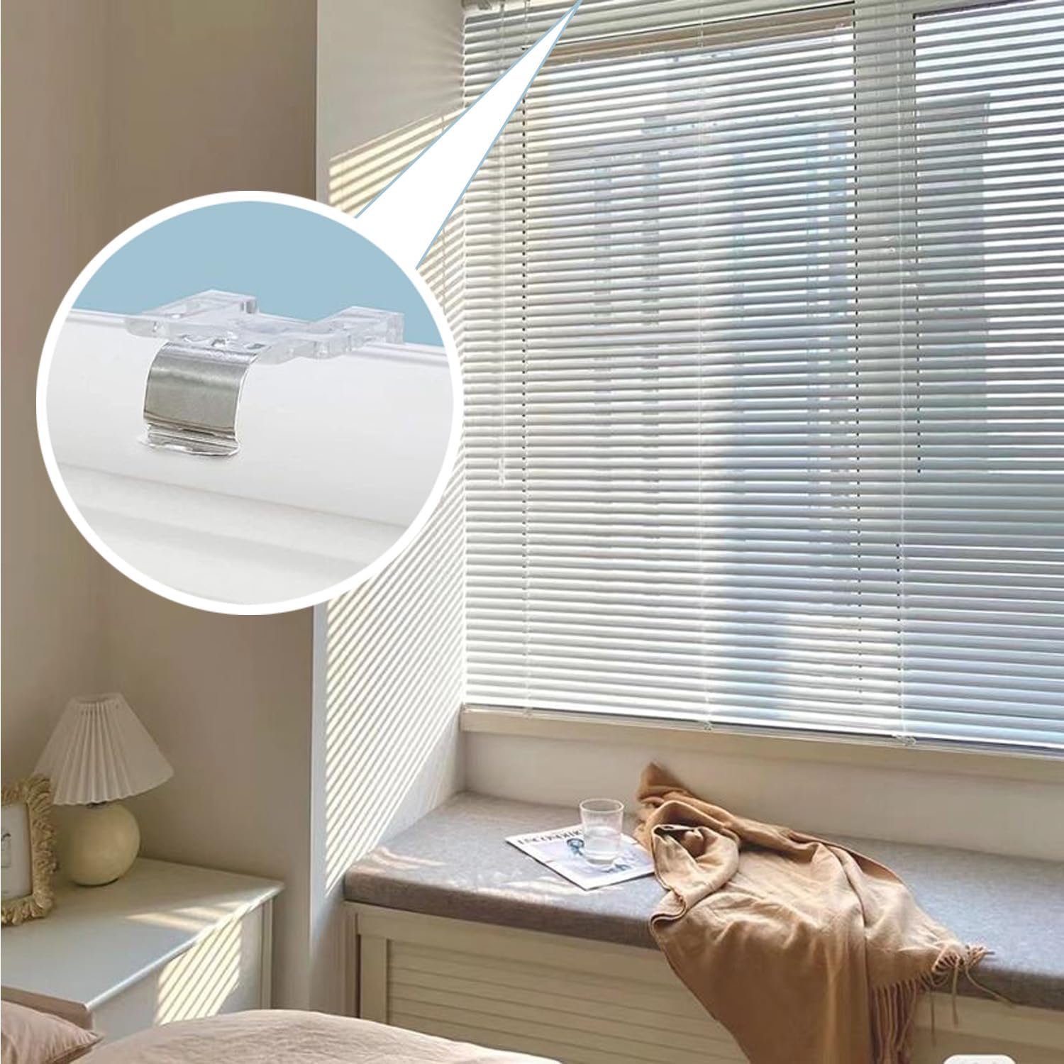 4pcs Cordless Shade Mounting Bracket with Metal Clip for 1" PVC Honeycomb Shades O633