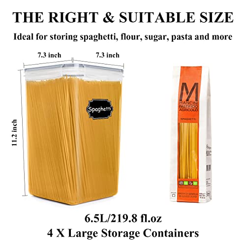 Wildone Large Food Storage Containers 5.2L Airtight BPA Free, 4 Pieces with Labels H84825
