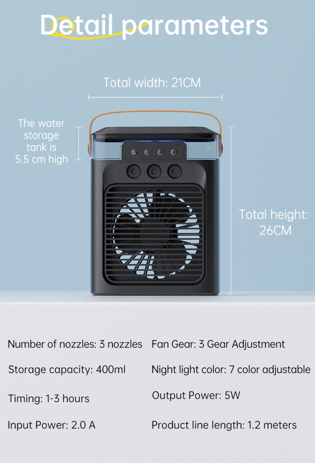 Mini Air Cooler Portable Evaporative Desktop Fan for Home Office Camping Car White V353