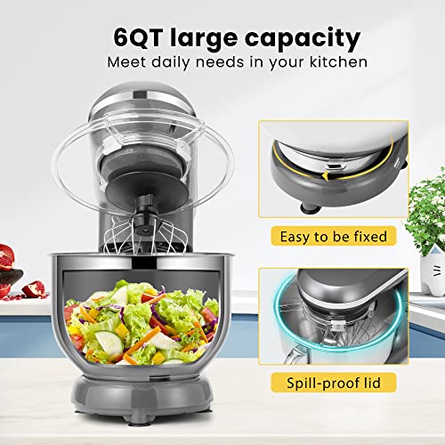 VIVOHOME 650W 6-Speed Tilt-Head Stand Mixer V48834