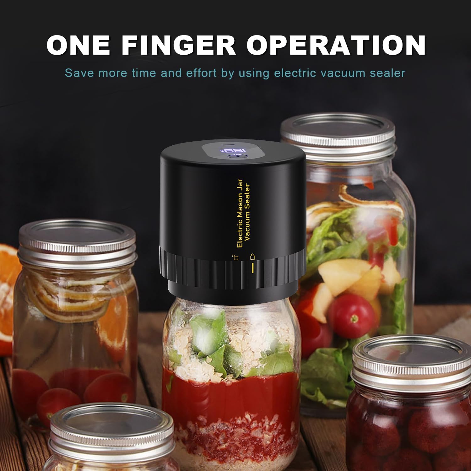 Electric Mason Jar Vacuum Sealer Kit with Wide and Regular Mouth Lids M768769