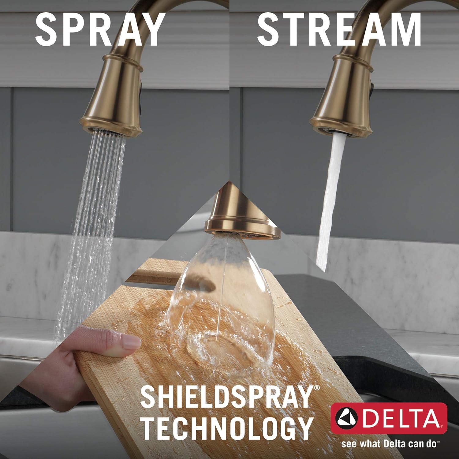 Delta Faucet Cassidy Gold Touch Kitchen Faucet with Pull Down Sprayer Q4944