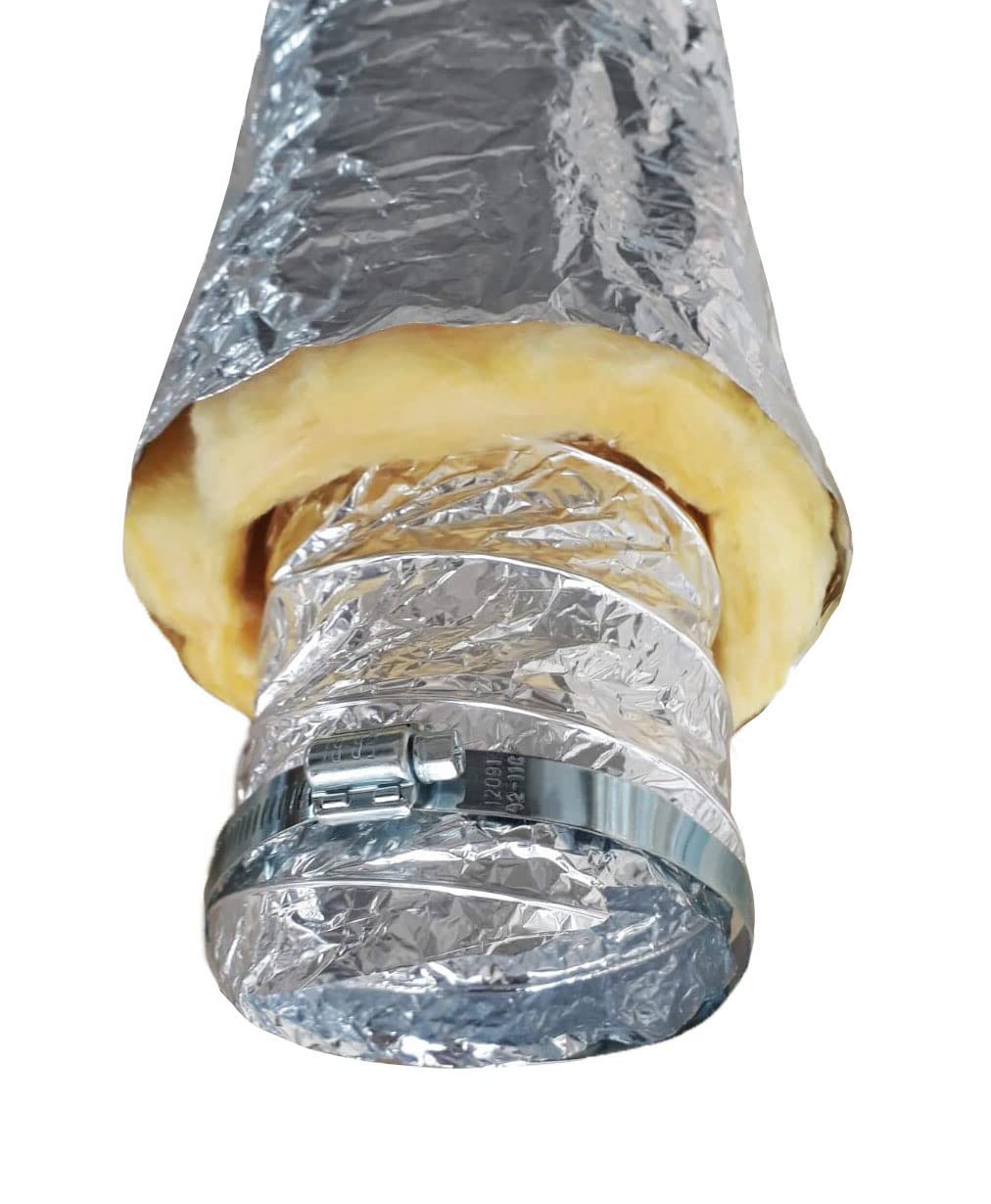 6" Flexible Aluminum Ducting Hose Insulated R-4.2 HVAC Exhaust Ductwork 25' K382