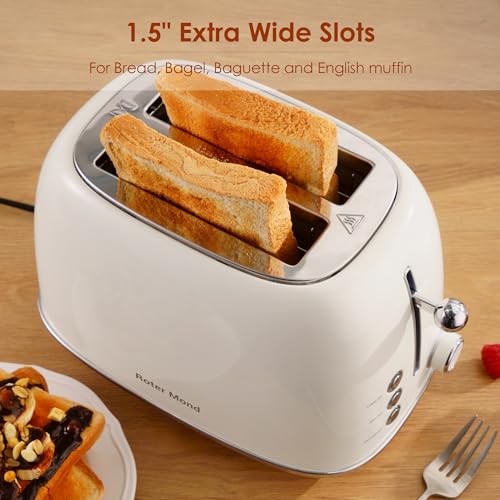 Roter Mond 2 Slice Retro Stainless Steel Toaster with Bagel & Defrost Function B737