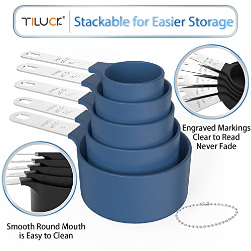 TILUCK Measuring Cups & Spoons Set, Stackable with Stainless Steel Handle A919313