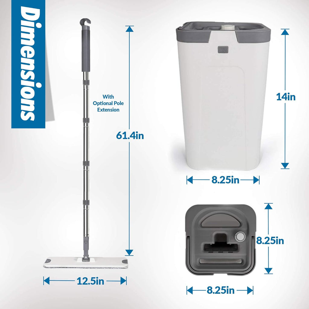 X3 Mop, 3-Chamber Flat Mop and Bucket Set with Microfiber Pads Y7798