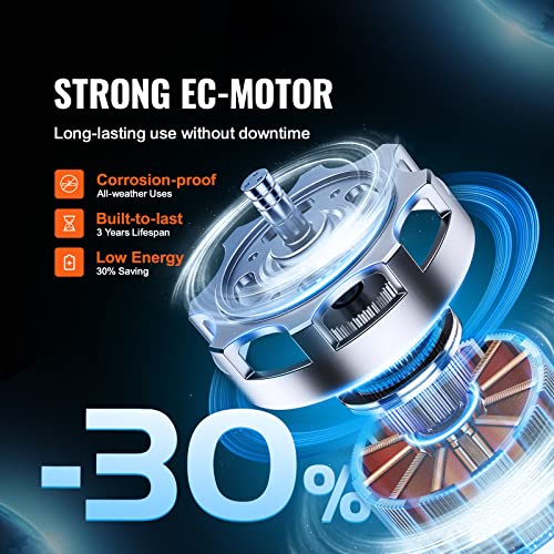 VEVOR Inline Duct Fan with Temperature Humidity Controller, Quiet EC-Motor Ventilation Exhaust Fan P4737