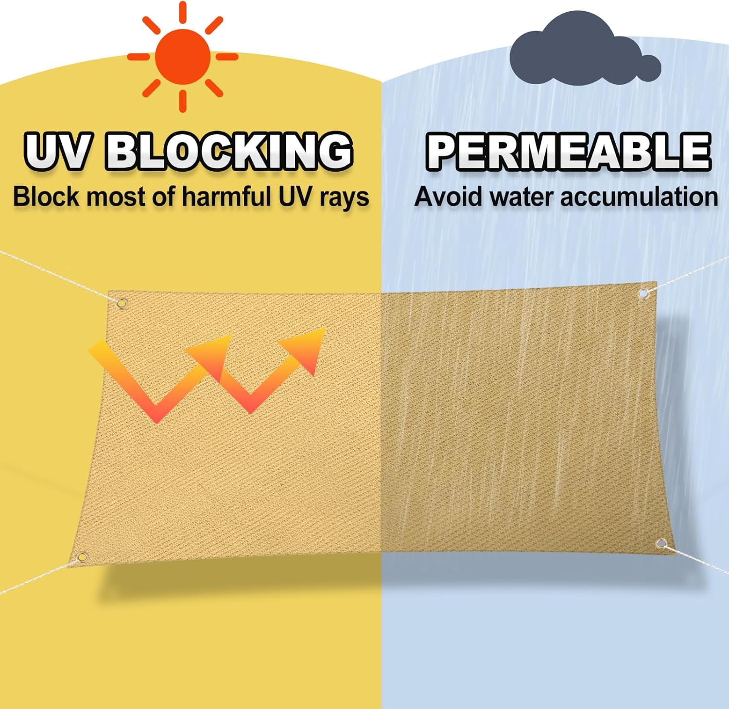 OutdoorLines Rectangle Sun Shade Sail 5 x 8 ft Sand O868