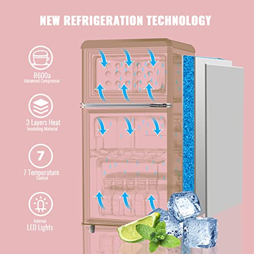WANAI mini fridge with freezer dual door O19920