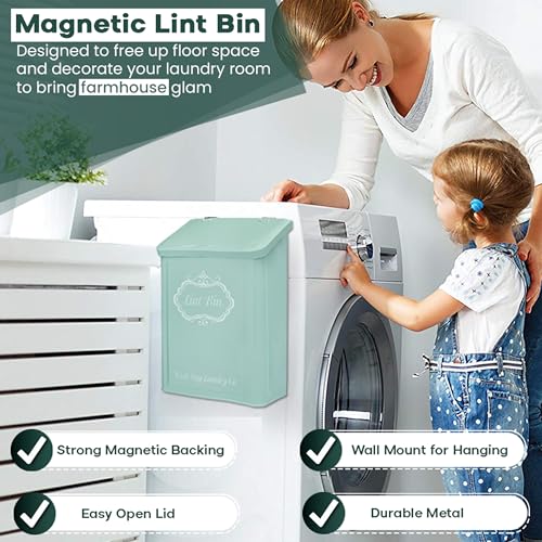 Magnetic Lint Bin for Laundry Room with Lint Brush A3714