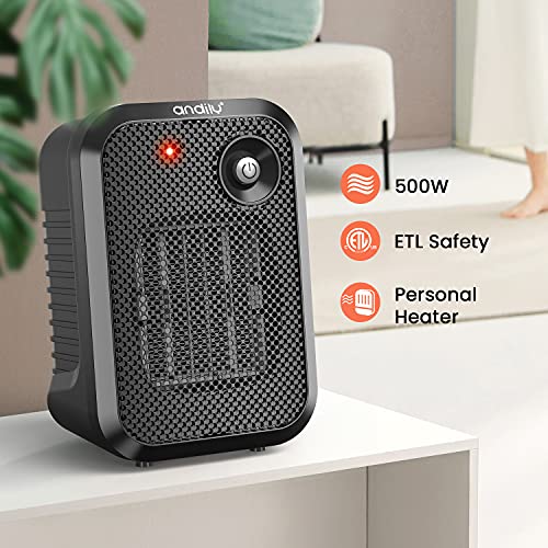 andily 500W Space Heater for Home Office Desk Use with Safety Switch Z66644