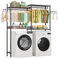 LEHOM Clothes Drying Rack,Over The Washer and Dryer Storage Shelf,Over Dryer Towel Racks Bathroom Space Saving 2 Tiers Adjustable Height Standing Shelving