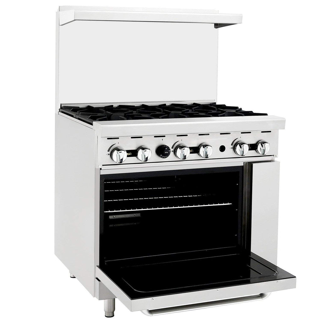 Atosa CookRite AGR-6B-NG 36" Gas Range with Full-Size Oven, Stainless Steel B1109